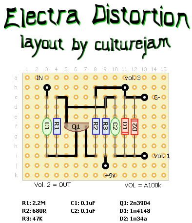 Electra Distortion Perfboard